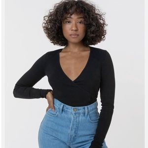 Los Angeles Apparel Ribbed Wrap Top
